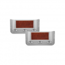 Stainless Steel Door Pockets with Rosewood Trim and 3 Clear LED Lights for Peterbilt 359/370