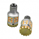 1157 (BAY15D) No-Rapid-Flash Canbus White And Amber Switchback Turn Signal LED Bulbs