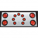 Universal 14 Inch Rear Center Panel - Stainless Steel - 4 Round 4 Inch, 7 Round 2 Inch Holes - Fits Kenworth - No Lights