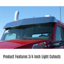 Kenworth T680 And T880 2013 Through 2015 Stainless Steel Boltless Day Cab Sunvisor With 18 3/4 Inch Light Cutouts