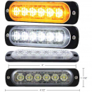 6 High Power LED Thin Directional Warning Light w/Amber or White