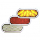 10 LED Oval S/T/T & P/T/C Light with Chrome Bezel - Amber/Red LEDs, Clear Lens, Hard Wired, 10-Year Warranty