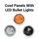 Peterbilt 378, 379 And 379X Wide 3 Inch Cowl Panels With Eight 3/4 Inch LED Bullet Lights