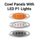 Peterbilt 378, 379 And 379X 3 Inch Notched Cowl Panels With 3 P1 LED Lights