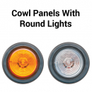 Peterbilt 378, 379 And 379X Wide 4 Inch Cowl Panels With Four 2 Inch round Lights