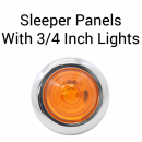 Peterbilt 386 63 Inch By 2.5 Inch Tall Sleeper Panels With 9 Round 3/4 Inch LED Bullet Lights And 6 Inch Light Spacing