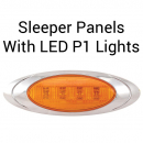 Peterbilt 44 Inch Sleeper Panels With 2 P1 LED Lights With 12 Inch Spacing Without Extensions
