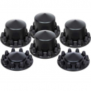 33mm Black Thread-On Pointed Axle Cover Combo Kit With Standard Nut Covers