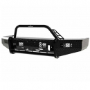 12 Gauge Black Steel Ranch Hand Summit Bullnose Front Bumper With Hoop, Tow Hooks For Ford Super Duty Models 