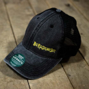 Big Rig Chrome Shop Black Dashboard Trucker Hat With Yellow One-Line Logo And Mesh Back