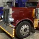Peterbilt 379 Extended Aluminum Hood With Stainless Grille And Fiberglass Fenders
