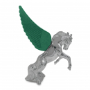 Chrome Fighting Stallion Hood Ornament with or without Wings (GG48073) Green Wings