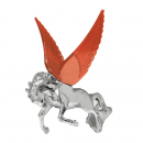 Chrome Fighting Stallion Hood Ornament with or without Wings (GG48074) Red Wings