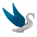 Chrome Swan Bugler Hood Ornament with Chrome or Colored Wings (GG48092) Blue Wings