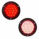 18 LED 4 Inch Red Fleet Light With Black Flange Mount And 3 Pin Plug