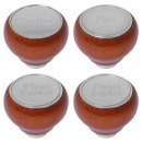Wood Control Knobs With Stainless Steel Script Plate Set