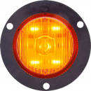 2 Inch Round 5 LED Amber Marker And Clearance Light With Black Flange And Angled Weathertight Connection