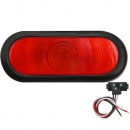 6 Inch Oval Incandescent Red Stop/Turn/Tail Light Kit With Grommet And Attached Pigtail
