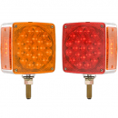 Square 42 LED Dual Face Red/Amber Pedestal Mount Light With Chrome Finish