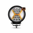 4 1/2 Inch Universal Round LED Work Lamp With Amber "X" Strobe