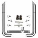 TPHD 6-5" Chrome Exhaust Kit With Miter Stacks And OE Style Elbows For Peterbilt 378/379/389 Glider