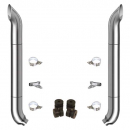 TPHD 6-5" Chrome Exhaust Kit With West Coast Turnout Stacks And OE Style Elbows For Peterbilt 378/379/389 Glider