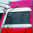 TPHD 6" Stainless Steel Chop Top Window Panels With Door Mounted Mirrors For Peterbilt 379