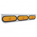 Stainless Light Bracket With Three - 6 Inch Oval Lights And Grommets - Amber Lens