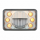 4 Inch By 6 Inch Low Beam Crystal Headlight With 6 Dual Function Amber LED Lights