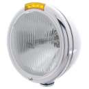 United Pacific Chrome Classic Peterbilt Headlight - LED Signal - (UP31770) 4 Amber LEDs - Amber Lens - H4 Halogen Bulb -