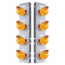 17 LED Peterbilt Front Air Cleaner Brackets with Lights and Chrome Bezel - (UP37382) Watermelon with Reflector - Amber Lens - Si
