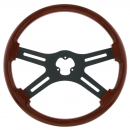 Wood Grain 18 Inch Matte Black 4 Spoke Steering Wheel With Horn Bezel And Button