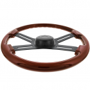Wood Grain 18 Inch Matte Black 4 Spoke Steering Wheel With Horn Bezel And Button