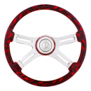 18 Inch Red Skull 4 Spoke steering Wheel With Horn Button And Matching Skull Horn Bezel