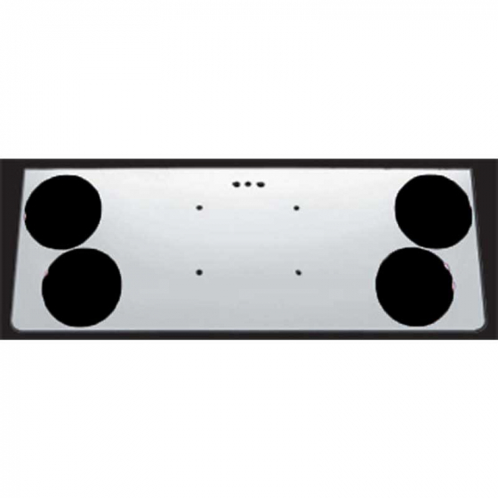 Universal 12 Inch Rear Center Panel - Stainless Steel, 4 Round 4 Inch Light Holes, Plate Holes, Hardware Included