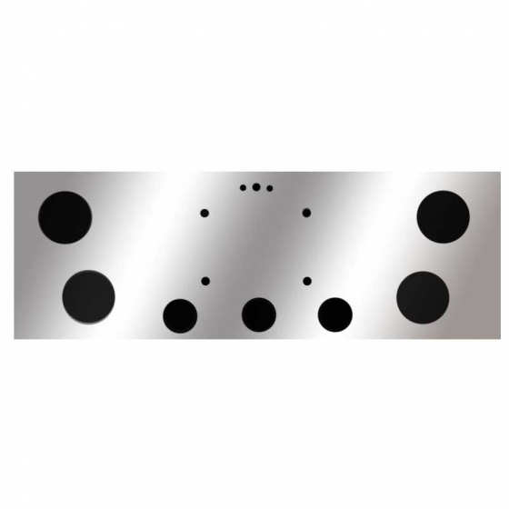 12" Stainless Steel Rear Center Panel with Round Light Holes and License Plate Mount, Hardware Included, No Lights