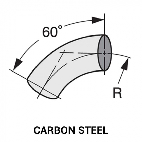 Steel 60 Degree Standard Radius Tangent End Elbow - Carbon Steel, Sizes 2 to 6 Inch, Radii 4 to 12 Inch