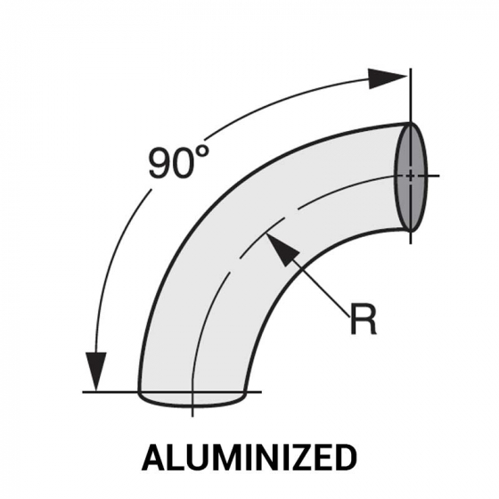 Aluminized 90 Degree Standard Radius Tangent End Elbow