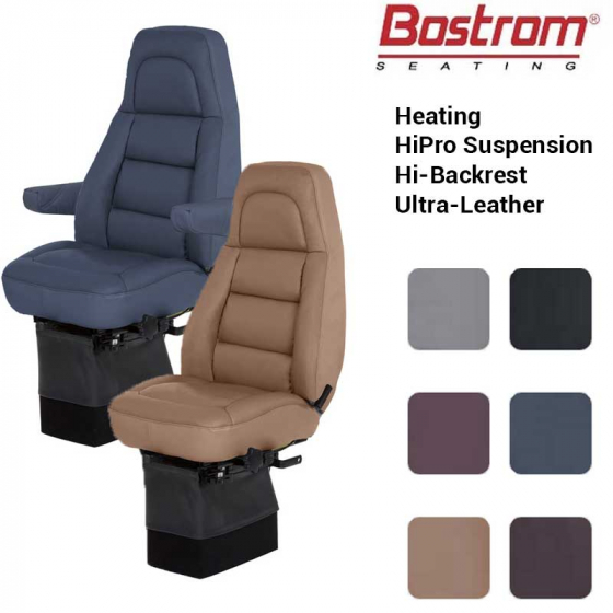 Wide Ride HiPro Suspension Hi-Back Heat Drape Ultra Leather Seat