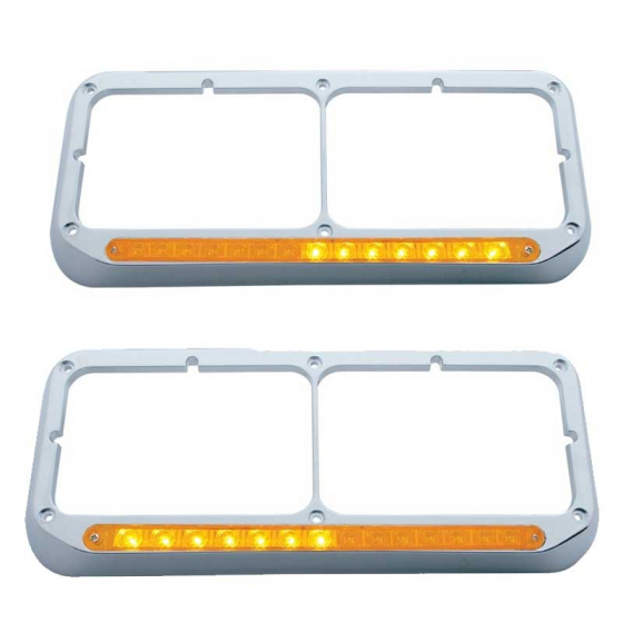 Sequential LED Dual Headlight Bezel Amber LED/Amber Lens