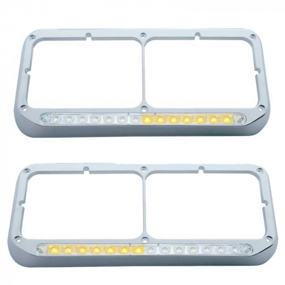 Sequential LED Dual Headlight Bezel Amber LED/Clear Lens