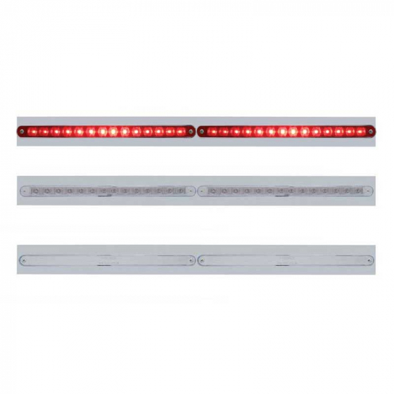 Chrome Top Mud Flap Plate w/ Two 14 or 19 Red LED Light Bars