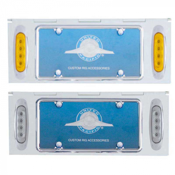 Stainless 1 License Plate Holder w/ Two 4 LED Lights & Frame