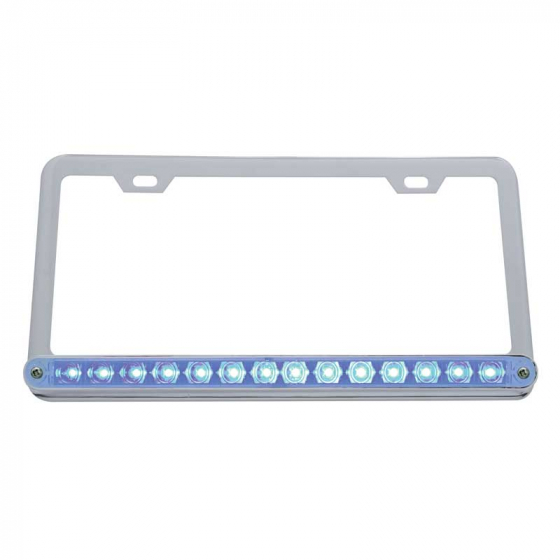United Pacific License Frame with 14 LED 12 Inch Auxiliary / Utility Light Bar