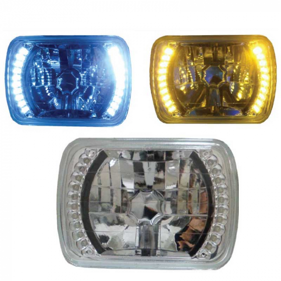 5" x 7" Halo Style Headlight in Amber or White LED