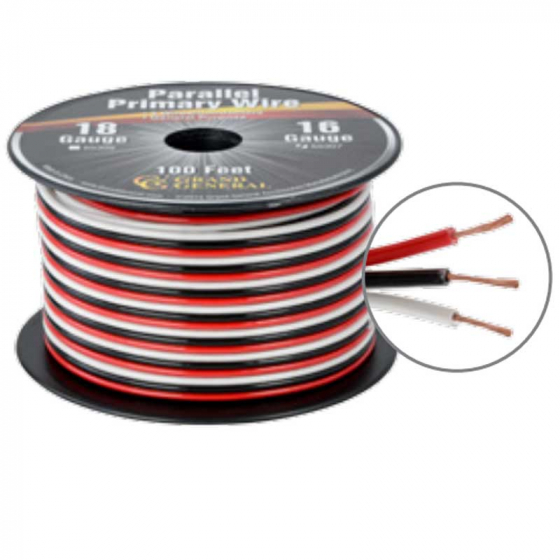 3 Wire Parallel Primary 16 or 18 GA in 25 or 100 Foot Roll