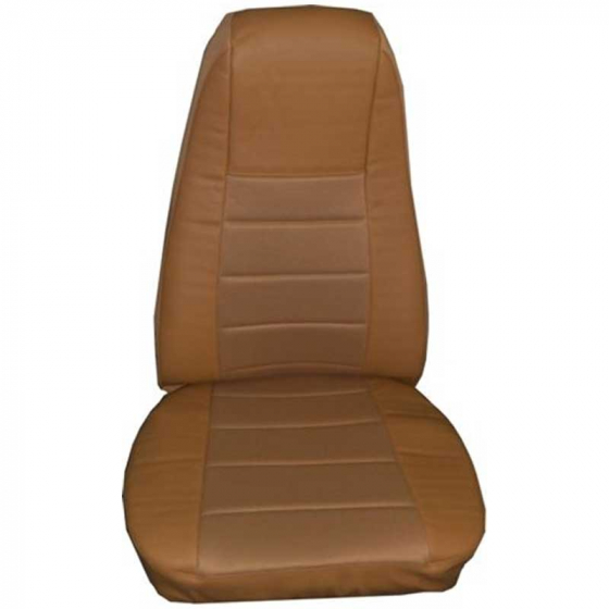 Tan with Tan Fabric Faux Leather High Back Seat Cover