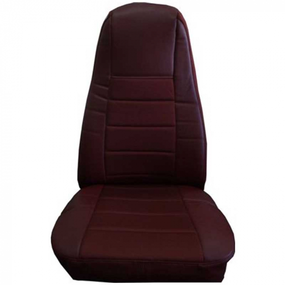 Burgundy with Burgundy Fabric Faux Leather High Back Seat Cover