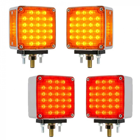 Amber/Red Square Smart Dynamic Double Face LED Pedestal Light