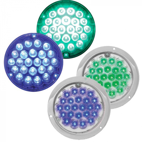 4 Inch Pearl 24 LED Light in Blue or Green Interior 8 Options